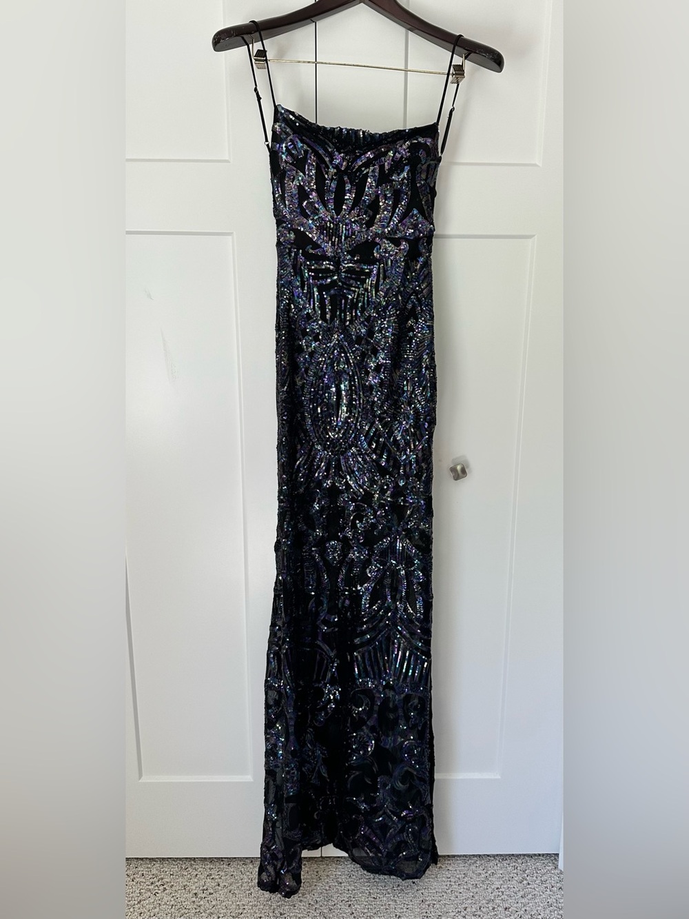 Lucy in the Sky Black Sequin Formal Party Dress with Iridescent‎ Accent